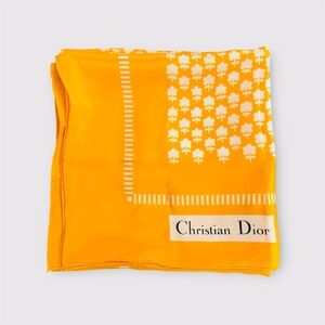 CHRISTIAN DIOR Rare Vintage Christian Dior Golden Silk Scarf 32” Paris Made